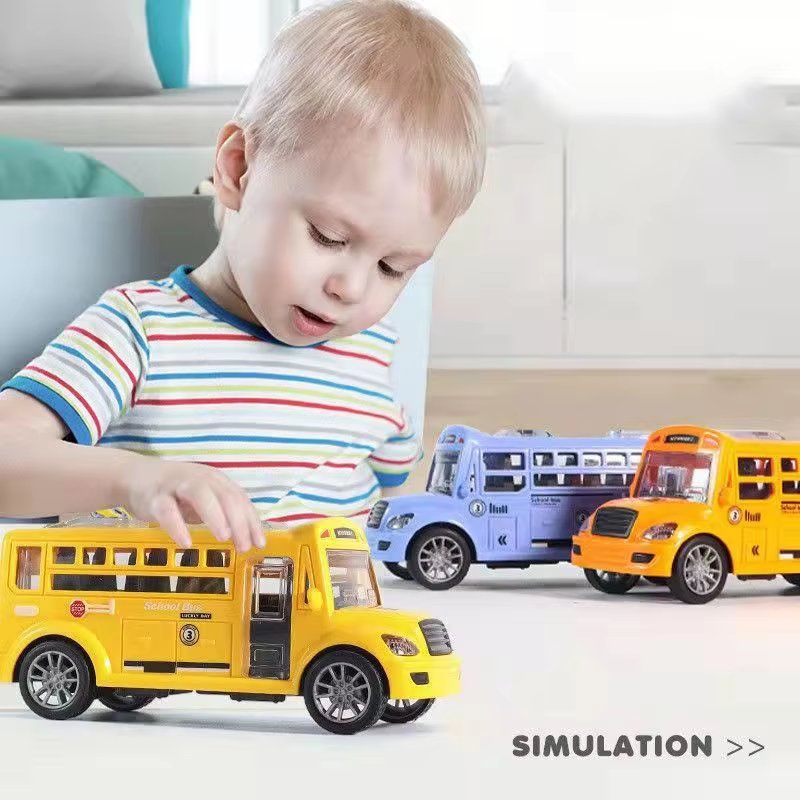 Friction Vehicle Toy Kids Friction Inertial Music Light City Bus Toys School Bus Electric Toy Car