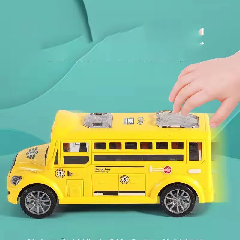 Friction Vehicle Toy Kids Friction Inertial Music Light City Bus Toys School Bus Electric Toy Car