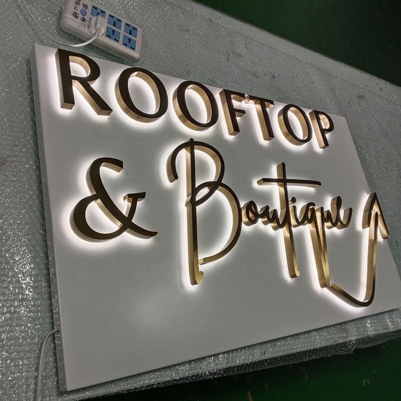 Kexian Custom Electronic Signs Bright Advertising Plate 3d LED Letter Sign Logo Board Gold Letters for Business