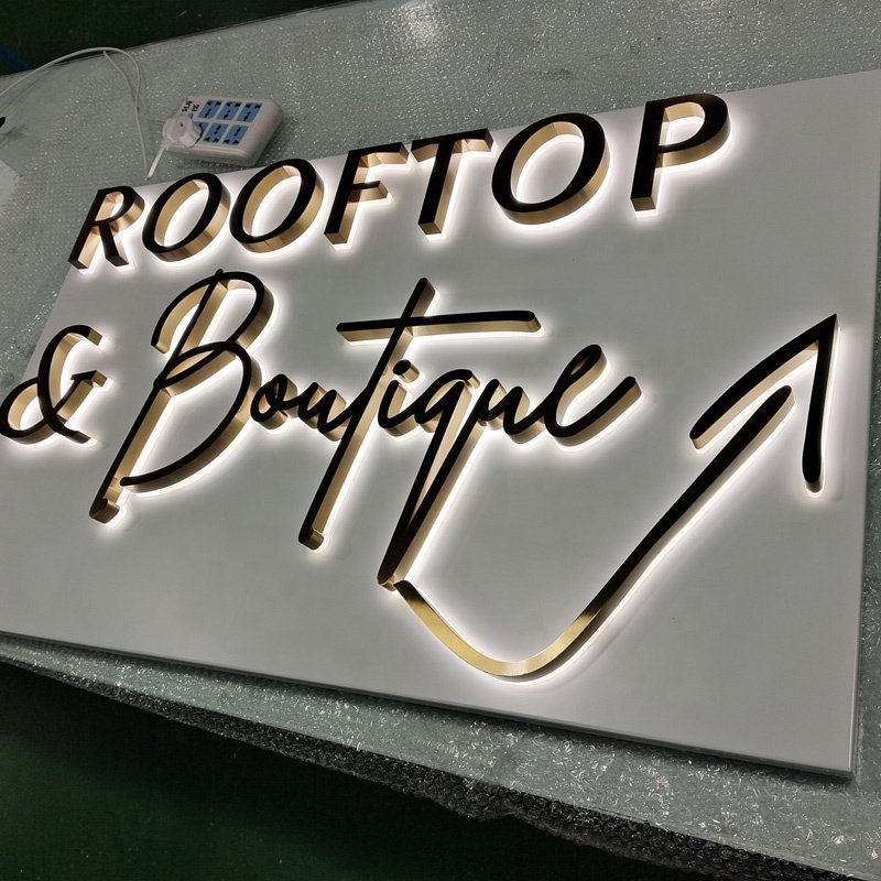 Kexian Custom Electronic Signs Bright Advertising Plate 3d LED Letter Sign Logo Board Gold Letters for Business