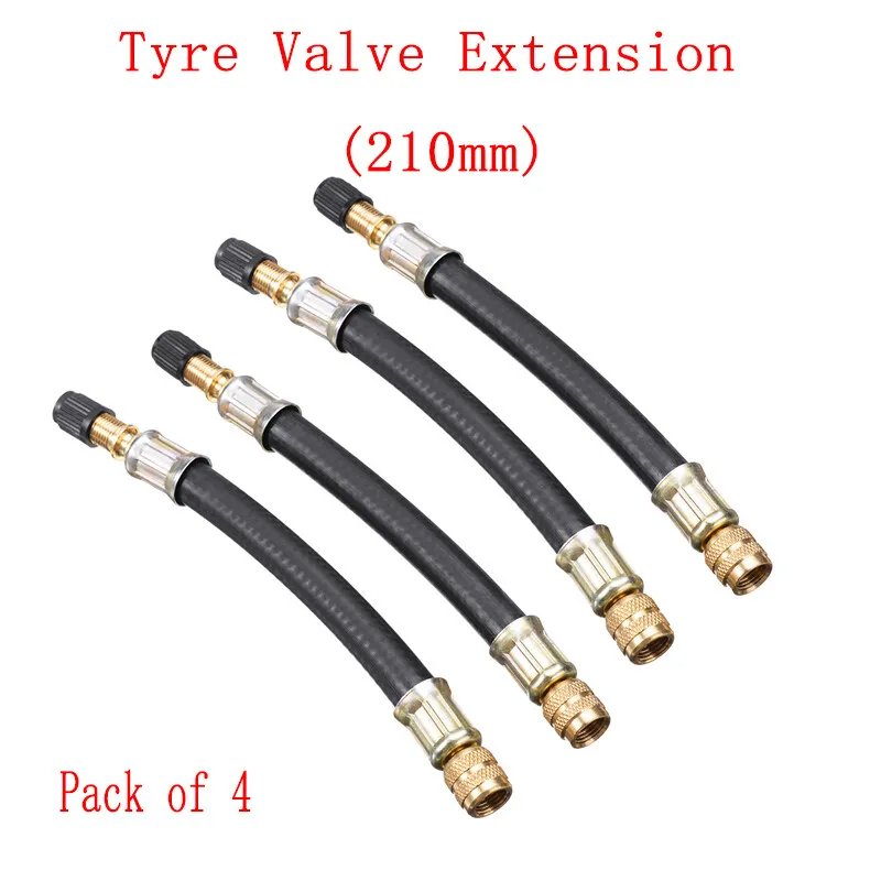 4Pcs Flexible Rubber Tyre Valve Extension 210mm - Twin Wheel Lorry Van Bus Adapter Car Accessories Bike Accessories