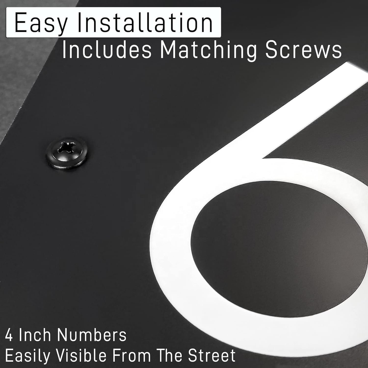 6" Solar-Powered Horizontal House Number Sign Plaque Acrylic Outdoor Address Sign Decorations Transformer or Solar Power Supply