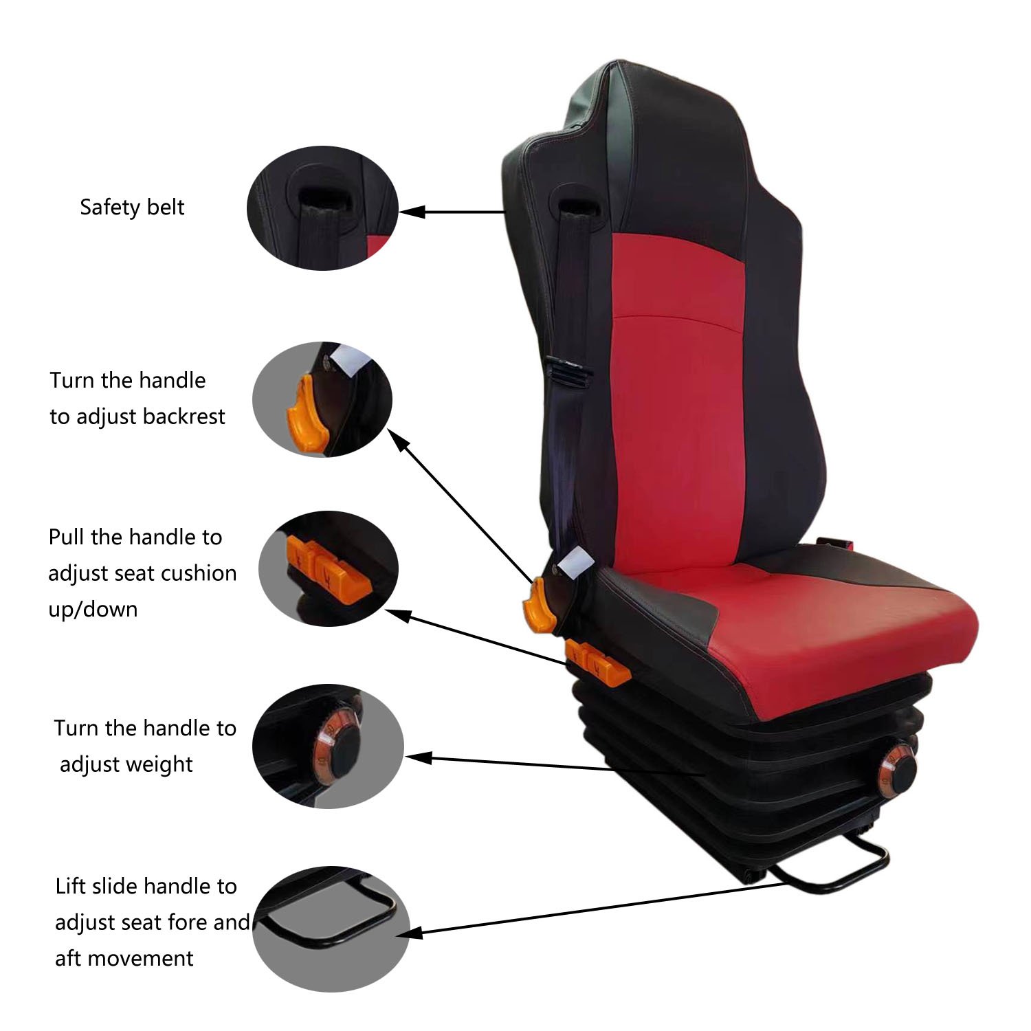Universal Comfortable Freightliner Truck Driver Seat for Heavy Duty Trucks