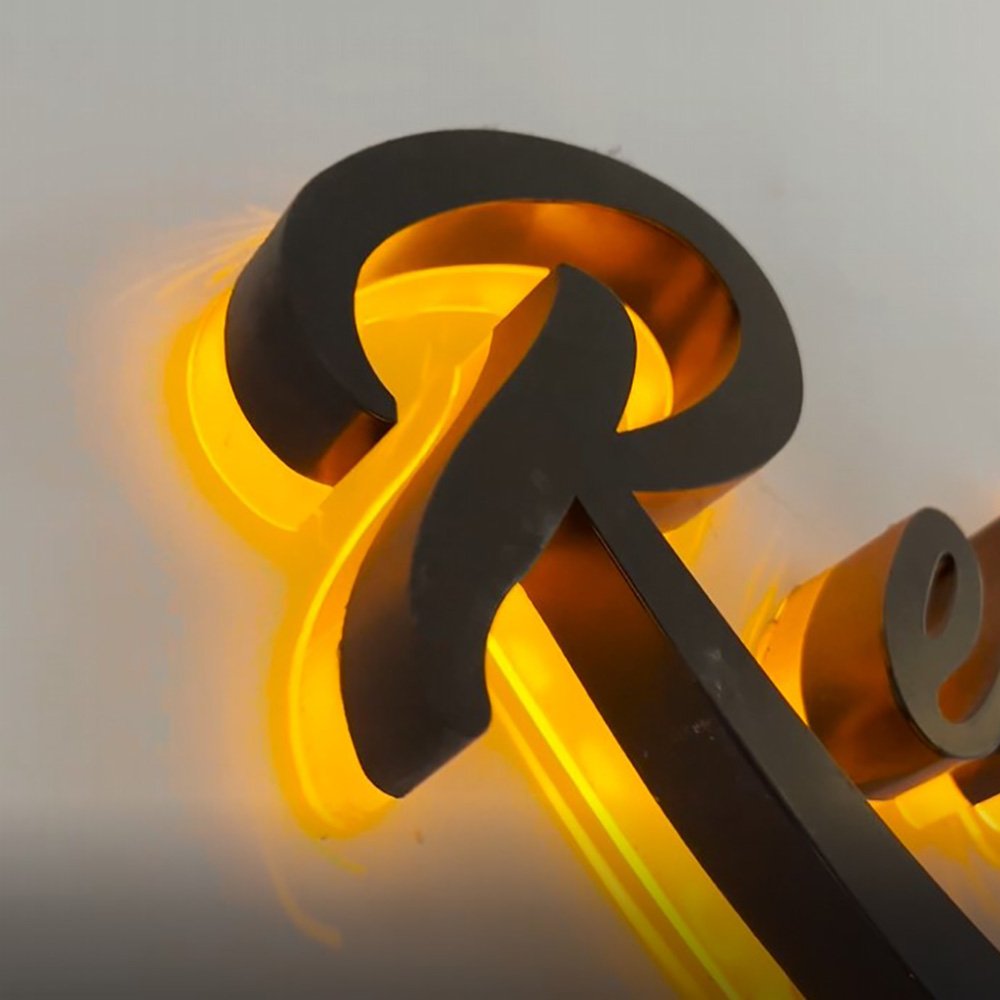 Stainless Steel Luminous Character Signboard with LED Strips Backlight Electronic Sign for Home or Bar Use