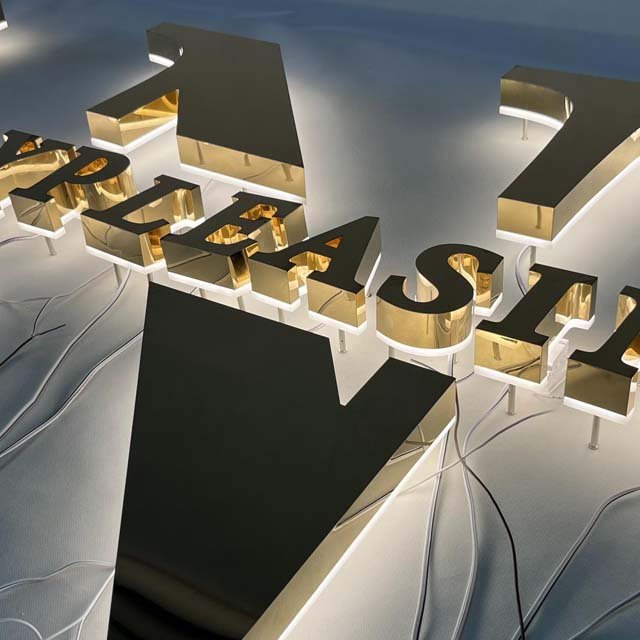 Stainless Steel Luminous Character Signboard with LED Strips Backlight Electronic Sign for Home or Bar Use