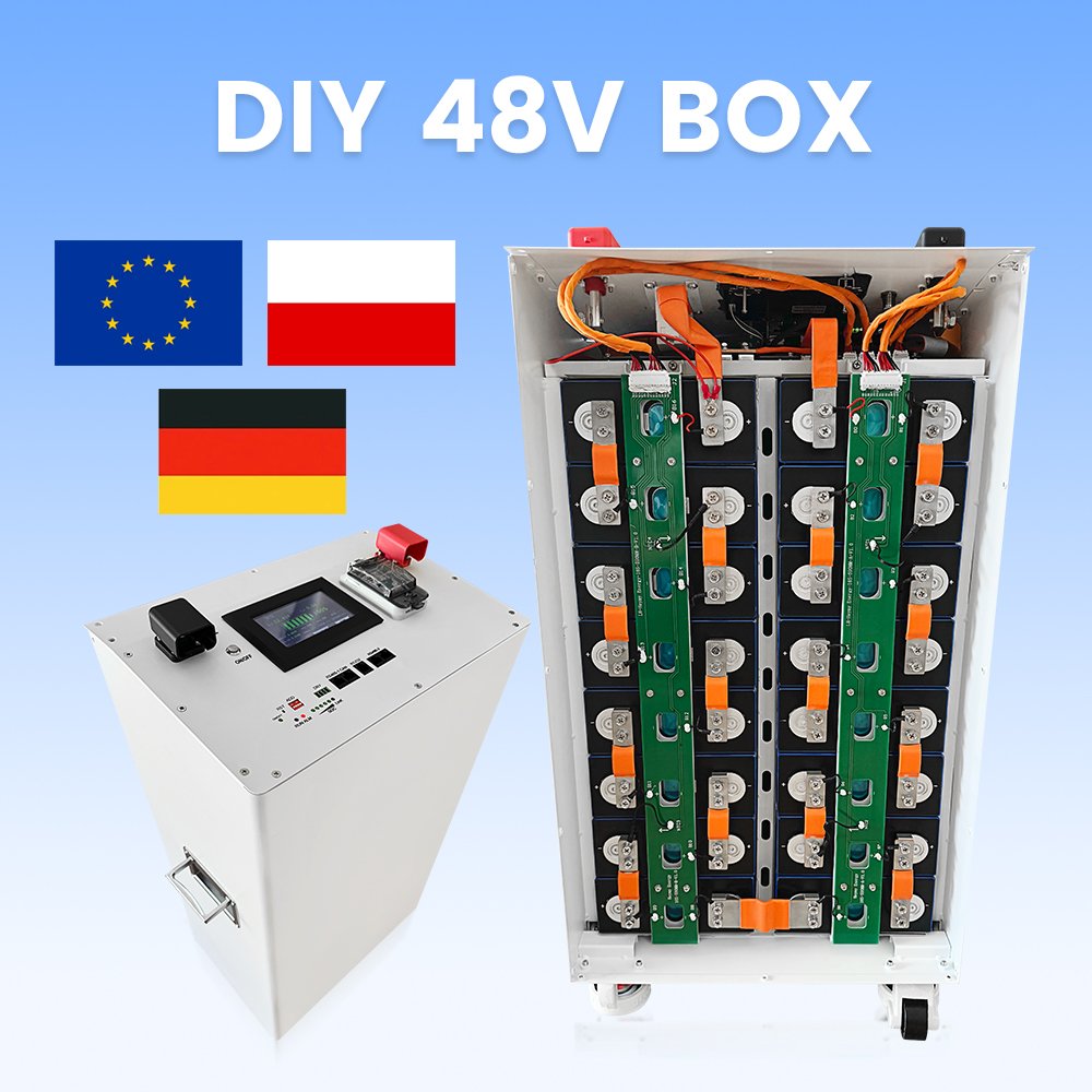 EU Stock Heymy DIY Solar Lithium Battery Box 16S 48V 280AH 314AH Lifepo4 Battery Metal Storage case JK BMS DIY Box Lifepo4 280Ah
