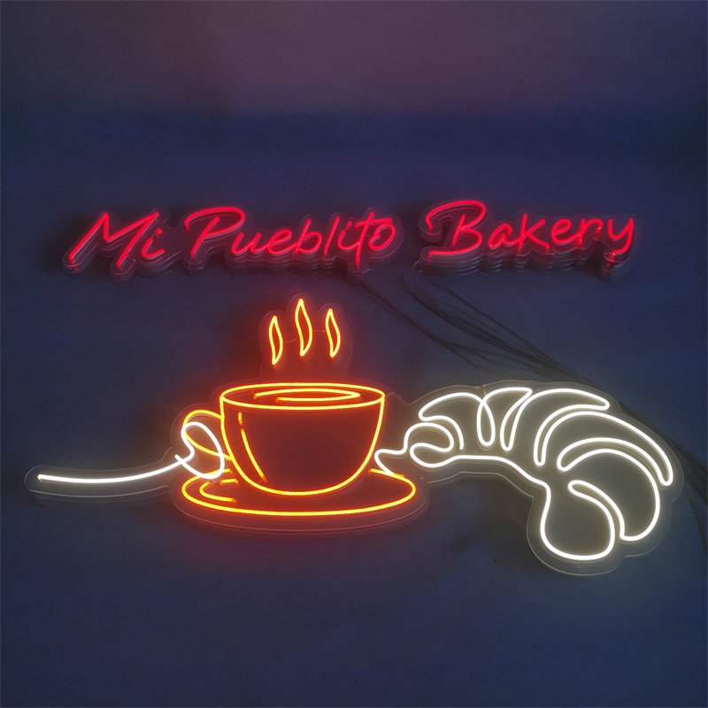 China Manufacture Flex Neon Letters Indoor Custom Neon Sign for French Fries/burgers/ Bread/ Coffee Shop