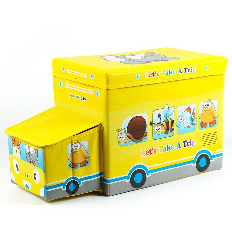 Faux Leather Square Foldable Toy Storage Stools /small Storage Seat/storage Ottoman