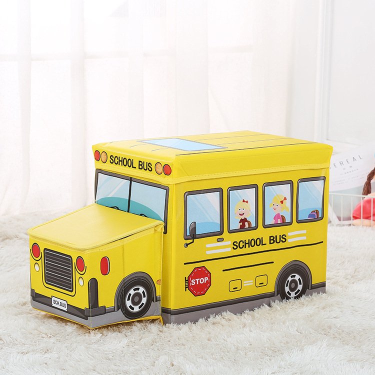 Colorful Leather Foldable Kids Animal Car Storage Ottoman Stool for the Bedroom