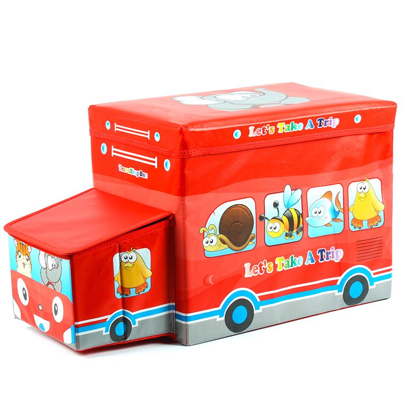 Colorful Leather Foldable Kids Animal Car Storage Ottoman Stool for the Bedroom