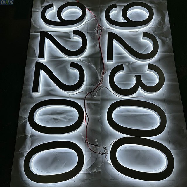 High Quality Number Sign Outdoor Led Channel Letter Sign House Number Backlit Letters Silver Matte Paint