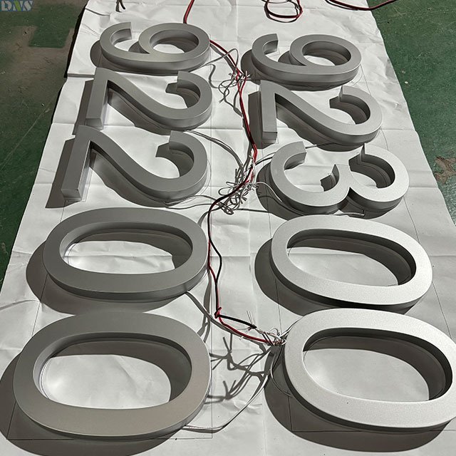 High Quality Number Sign Outdoor Led Channel Letter Sign House Number Backlit Letters Silver Matte Paint