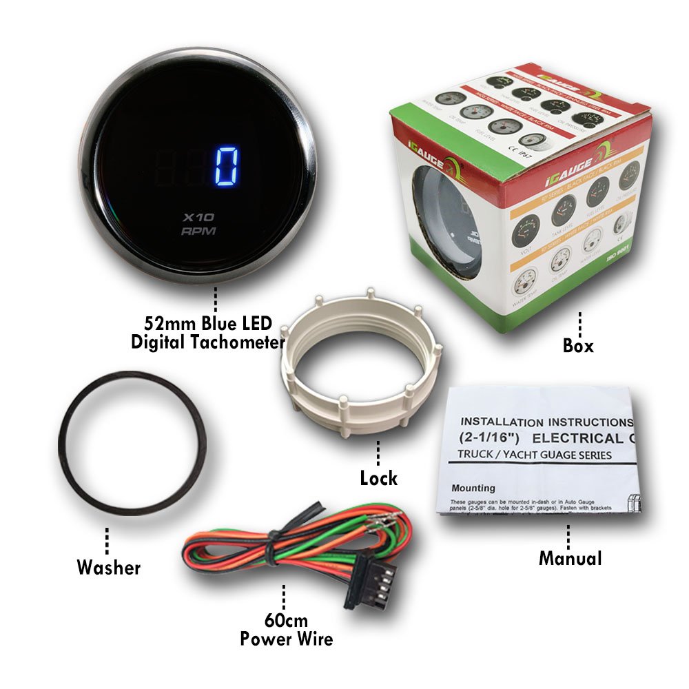Lightweight Black Panel Display Truck Accessory Digital Tachometer