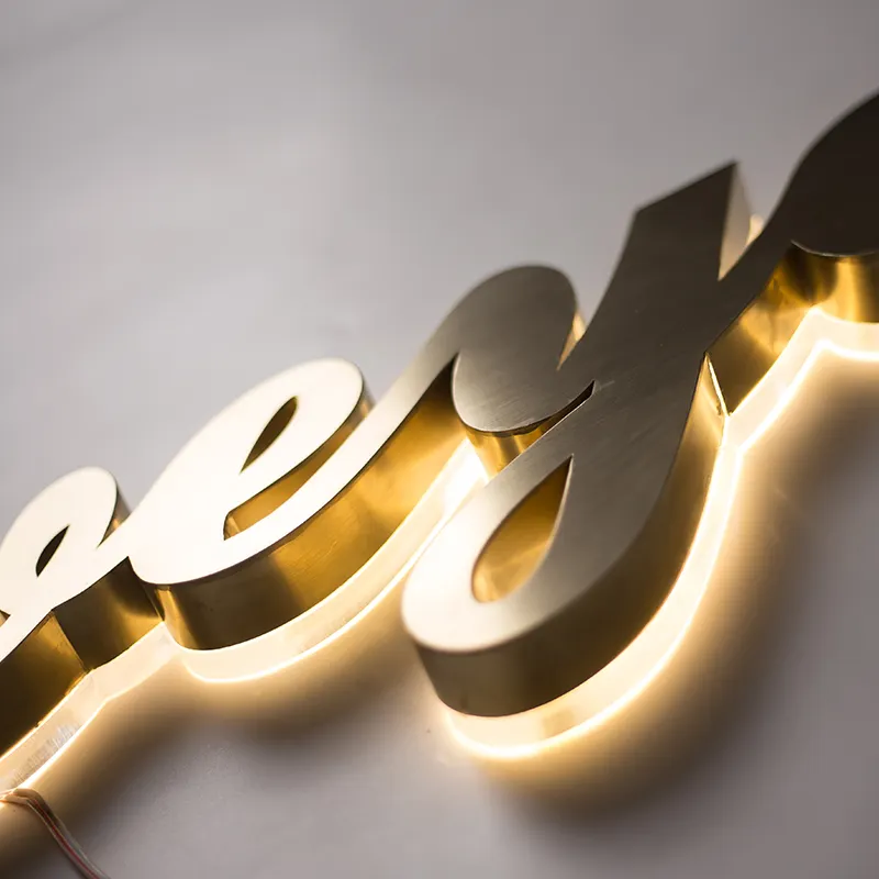 Custom Advertising LED Business Metal Backlit Sign 3D Illuminated logo Letter Sign Electric Outdoor Custom Store Front Led Light