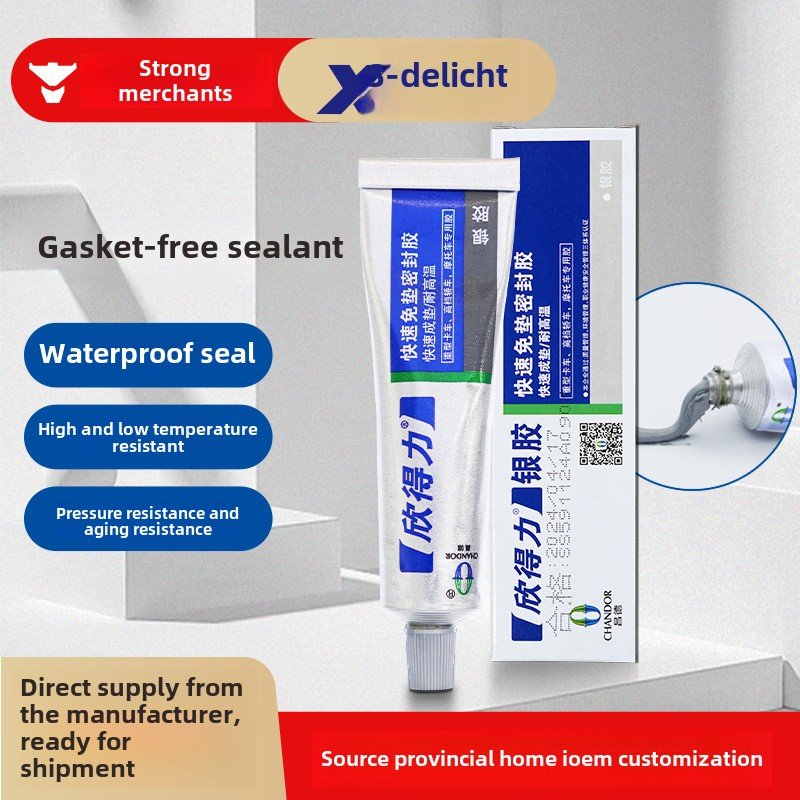 Engine Leak-Proof Adhesive High Temperature Oil-Resistant Silicone Gasket-Free Seal Silver Glue Engine Quick Pad-free Sealant