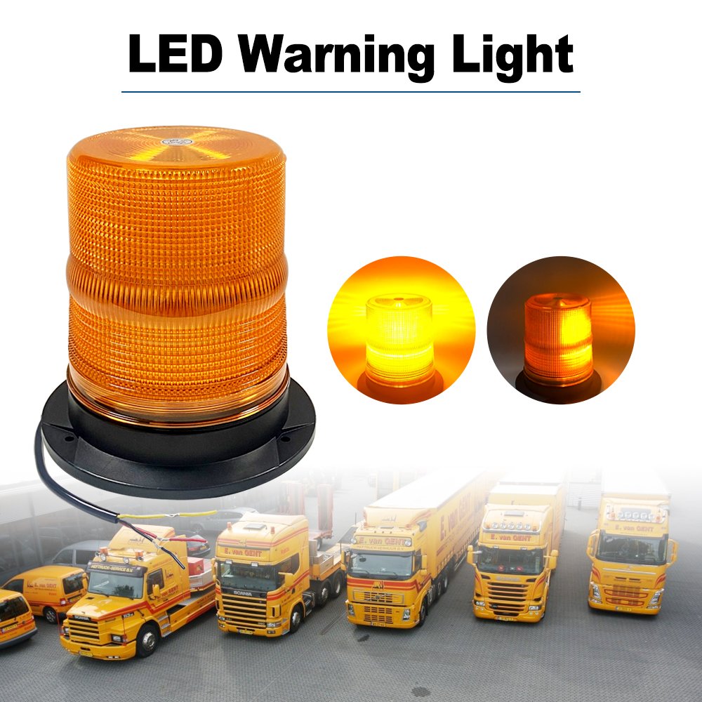 Emark 10-110v Amber 60w Hazard Lights Car Top Roof Emergency Light Flash Beacon Magnetic Light for Car Truck Forklift Bus