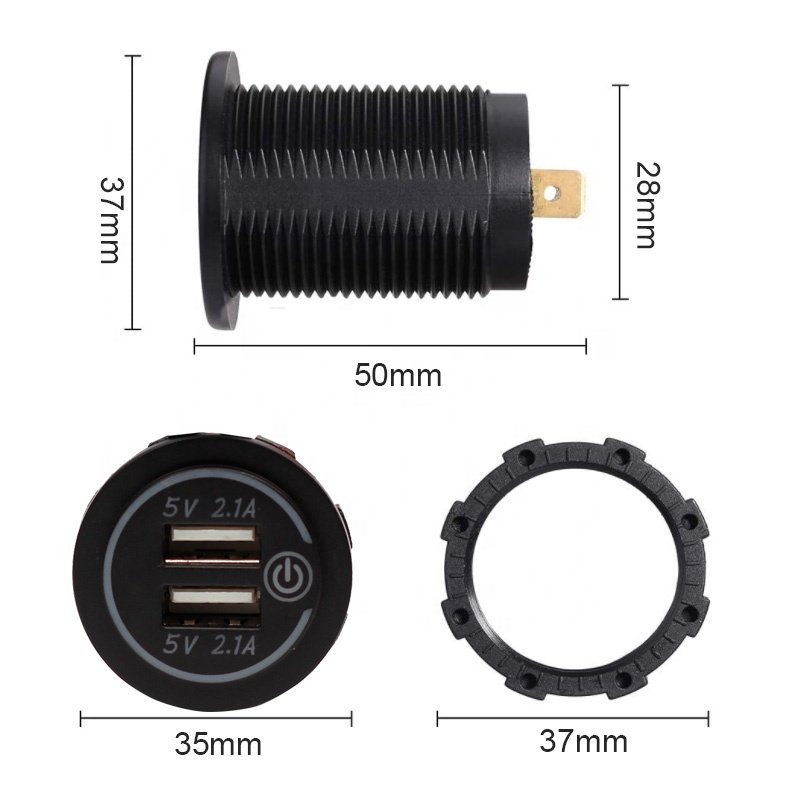 5V 4.2A Auto RV Boats Truck Bus Modification Accessories USB Car Charger Socket Charger for Smartphone
