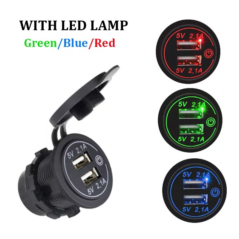 5V 4.2A Auto RV Boats Truck Bus Modification Accessories USB Car Charger Socket Charger for Smartphone