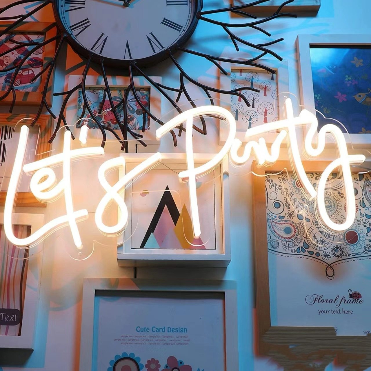 Let's Celebrate Neon Sign Dimmable Warm White Neon Light for Wall Decor Powered by USB Words LED Lights for Bedroom Party