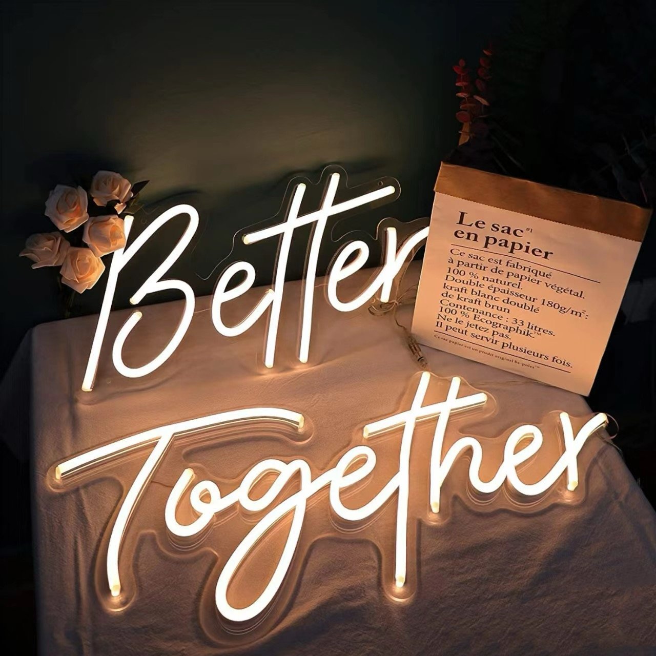 Let's Celebrate Neon Sign Dimmable Warm White Neon Light for Wall Decor Powered by USB Words LED Lights for Bedroom Party