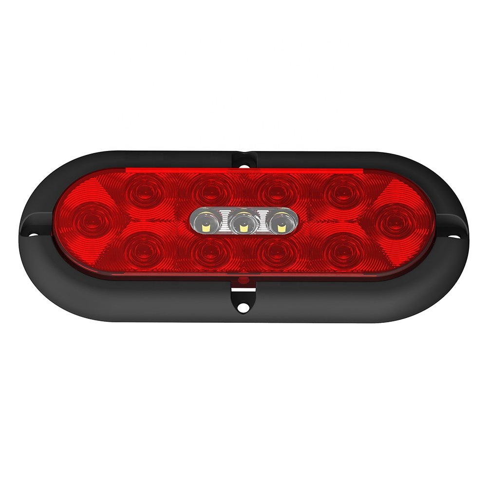 6" Oval LED Light STOP/TAIL/TURN & Back Up, Surface Mount With Reflex Reflector Bezel LED Tail Light With Back up