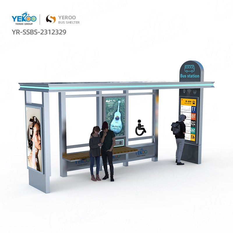 Outdoor Furniture Smart Bus Stop Shelter with Solar Panels Prices
