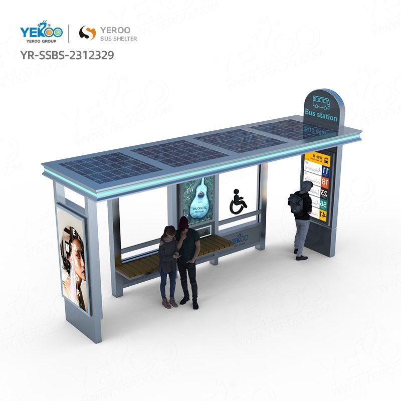 Outdoor Furniture Smart Bus Stop Shelter with Solar Panels Prices
