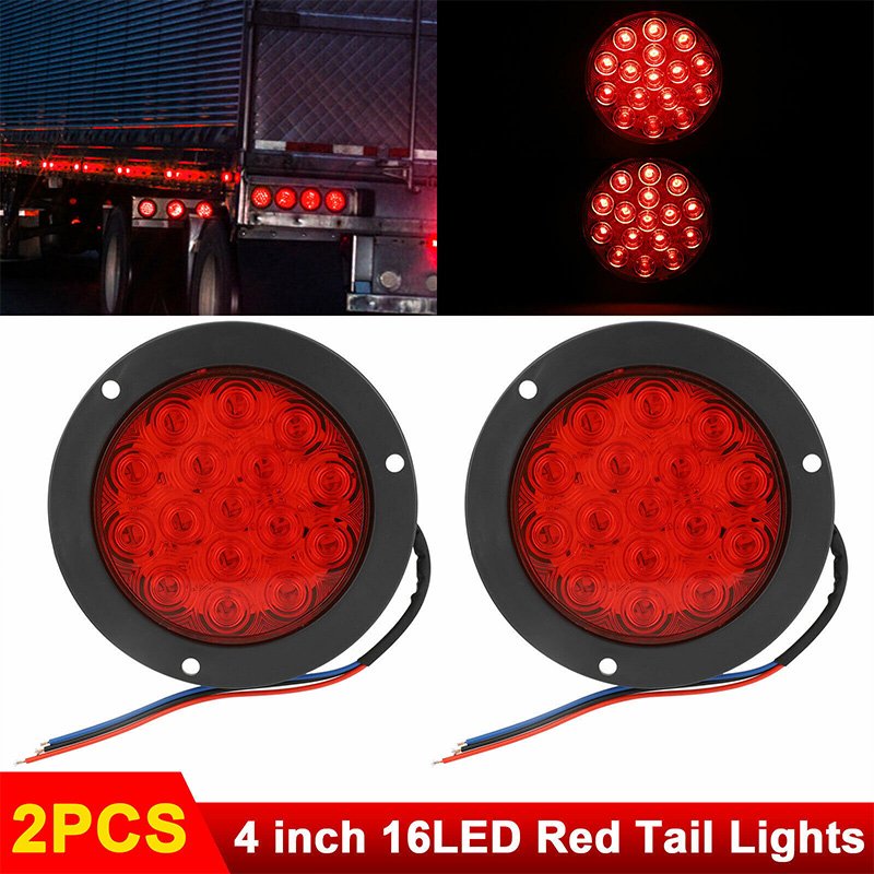 16LED Car Rear Tail Light Red/Yellow/White 4 Inch Stop Turning Signal Light Reverse Lamp for 12V 24V Bus Truck Trailer Lorry