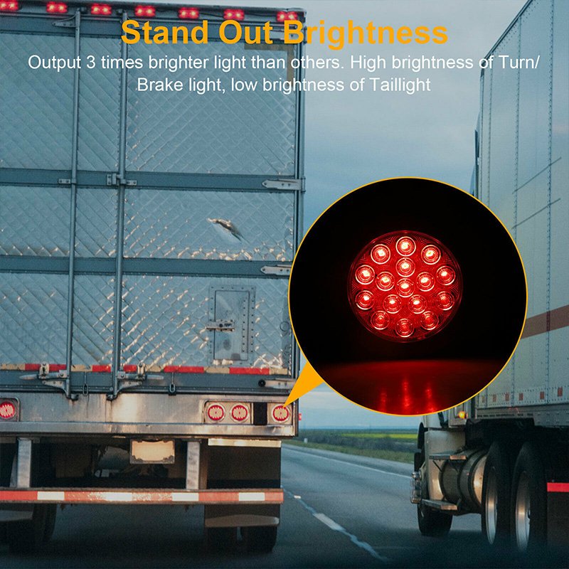 16LED Car Rear Tail Light Red/Yellow/White 4 Inch Stop Turning Signal Light Reverse Lamp for 12V 24V Bus Truck Trailer Lorry