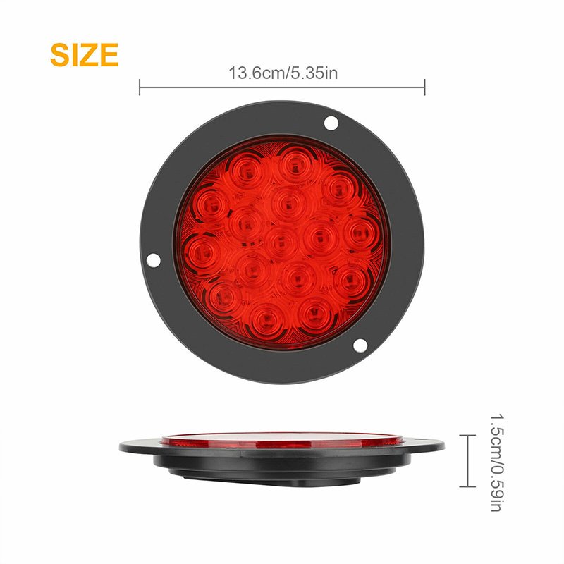 16LED Car Rear Tail Light Red/Yellow/White 4 Inch Stop Turning Signal Light Reverse Lamp for 12V 24V Bus Truck Trailer Lorry