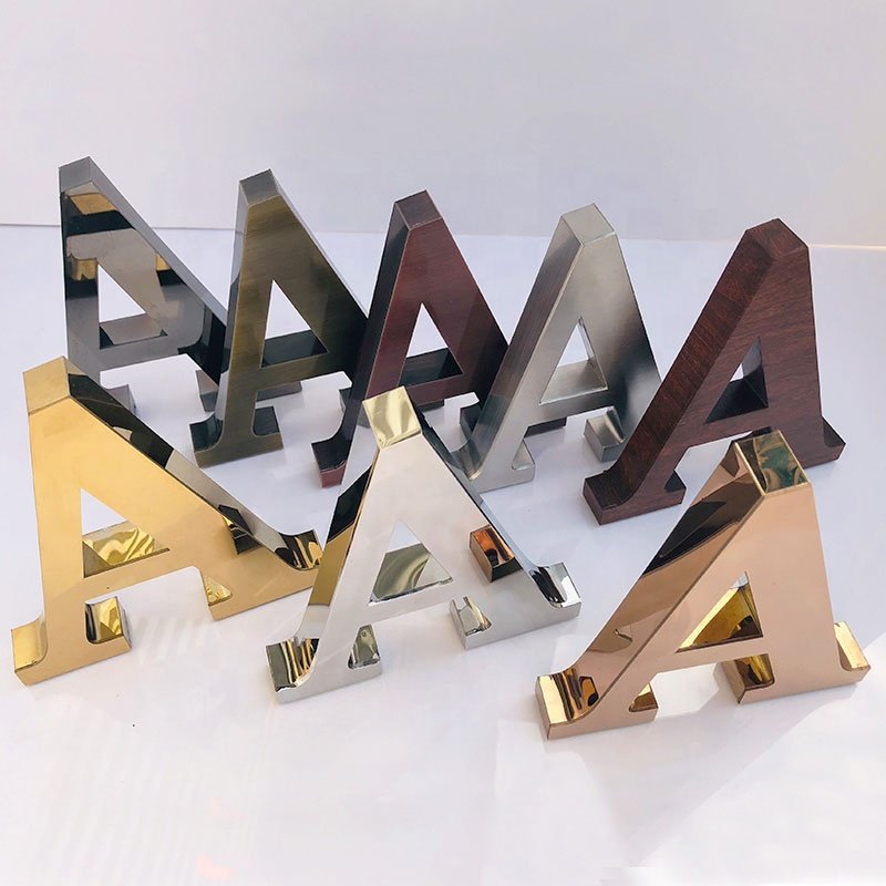 Customized Office SignsTitanium Gold Steel Channel Letter Sign Indoor Acrylic Wall Letter Sign 3d Letter Sign