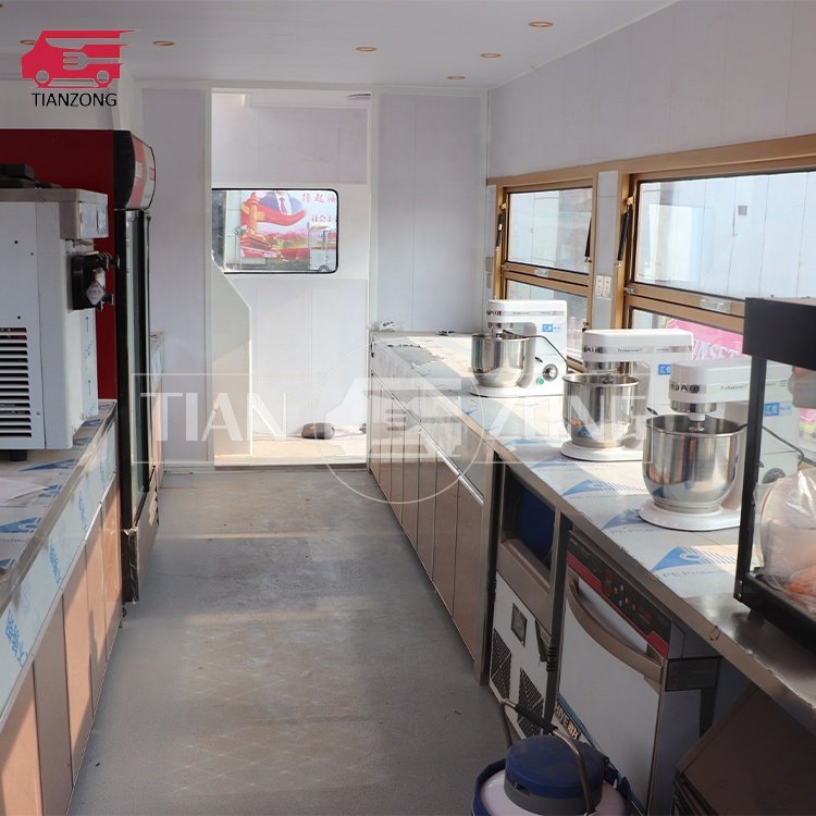 TIANZONG S1 Factory Supply Mobile Street Food Cart Vintage Food Trailer Double Layer Food Truck Double Decker Bus