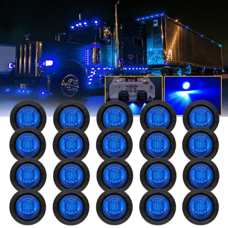 High Quality 24V Car Truck 3smd Led Red Yellow White Mini 12V 3/4" Round Side LED Marker Indicator Light Trailer Bullet Light