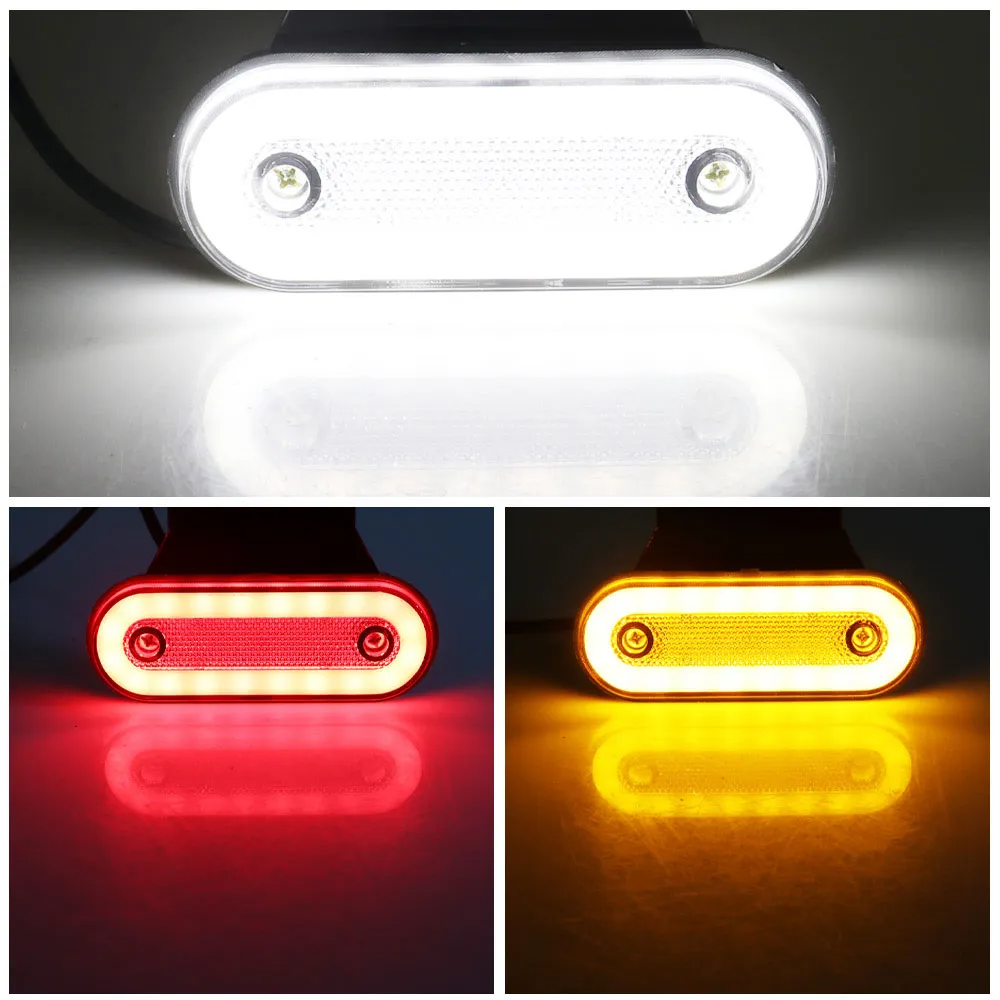 12V 24V Amber Red LED 4.5" Inch Side Marker Light for Truck Trailer Oval Clearance Lamp Waterproof Rear Indicator Lights