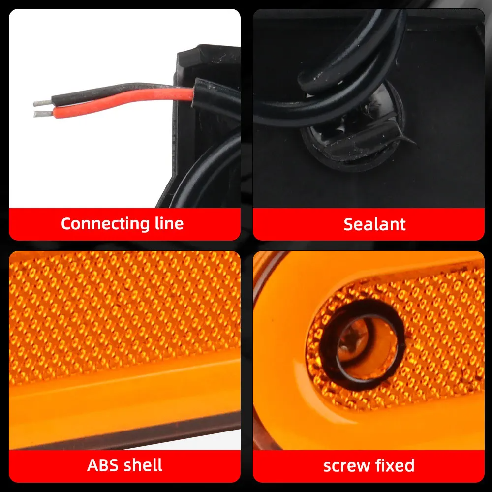 12V 24V Amber Red LED 4.5" Inch Side Marker Light for Truck Trailer Oval Clearance Lamp Waterproof Rear Indicator Lights