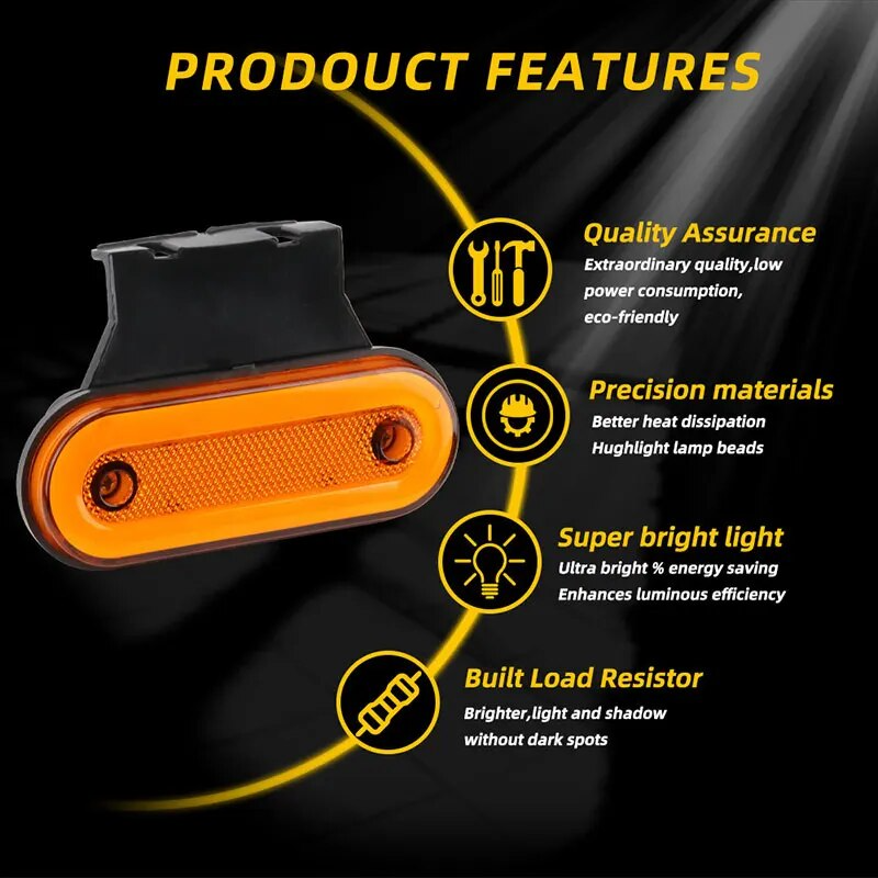 12V 24V Amber Red LED 4.5" Inch Side Marker Light for Truck Trailer Oval Clearance Lamp Waterproof Rear Indicator Lights
