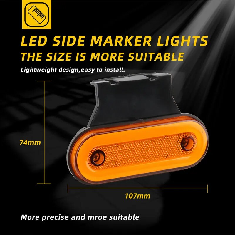 12V 24V Amber Red LED 4.5" Inch Side Marker Light for Truck Trailer Oval Clearance Lamp Waterproof Rear Indicator Lights