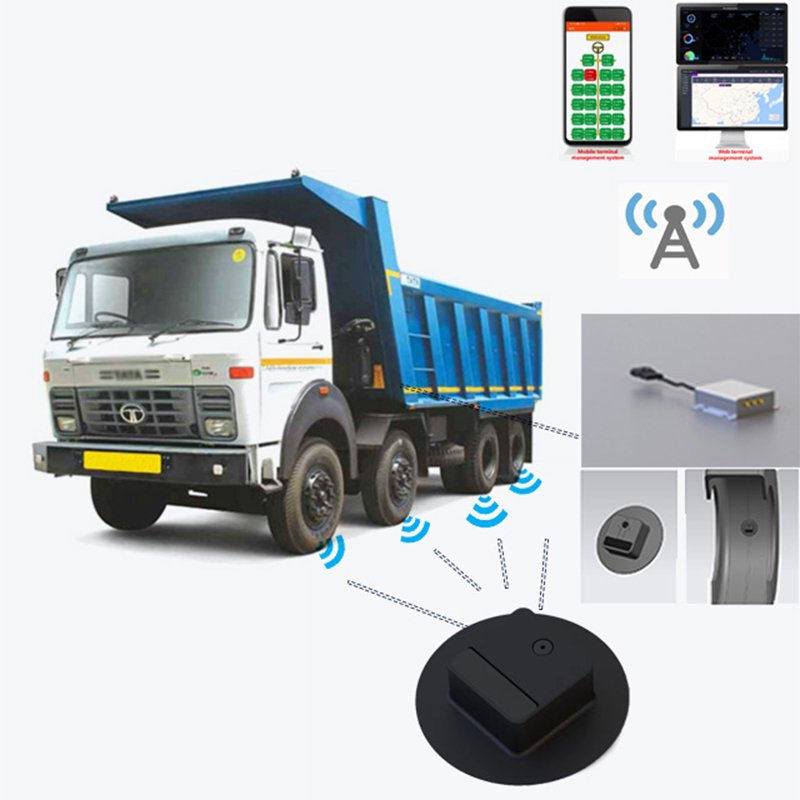 Smart Trailer Truck Tire Management System OTR / TBR Tire Monitor System GPS Tracking T-Box Truck Tyre Sensor TPMS