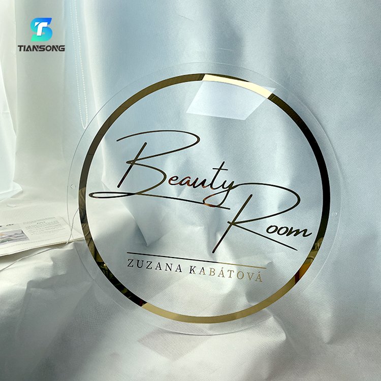 Custom Indoor Outdoor 3D Electronic Metal Led Channel Letters Signs Round Logo Acrylic Board Neon Sign Circle Salon Led Sign