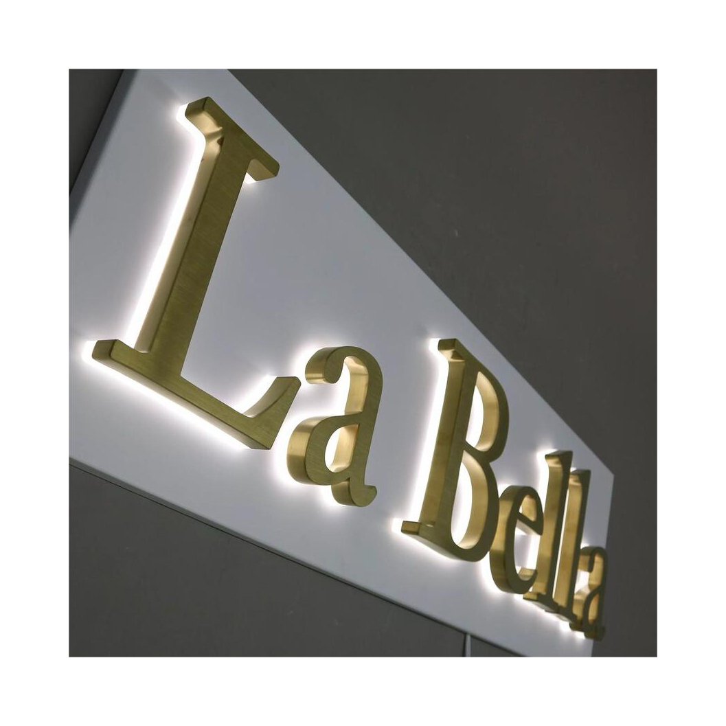 Custom Apartment Acrylic and Aluminum House Number Sign 3D Metal Backlit Lighted Letters