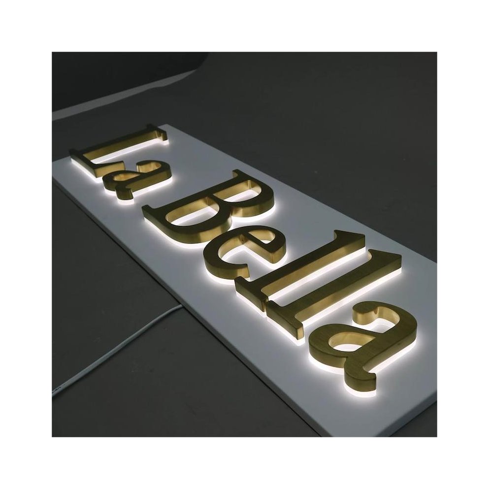 Custom Apartment Acrylic and Aluminum House Number Sign 3D Metal Backlit Lighted Letters