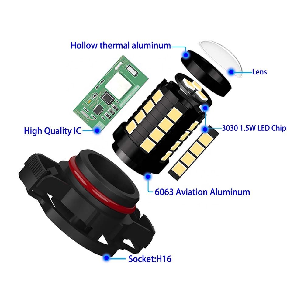 M2 12v White H7 H16 P13w 9005 9006 880 Led Fog Light Bulb for Car