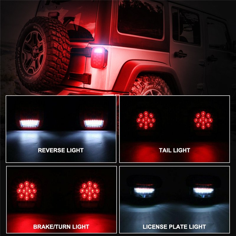 39 LEDs Red+White Double Colors Tail Light Brake Reverse Turn Signal Light for Jeep Wrangler TJ CJ 76-06