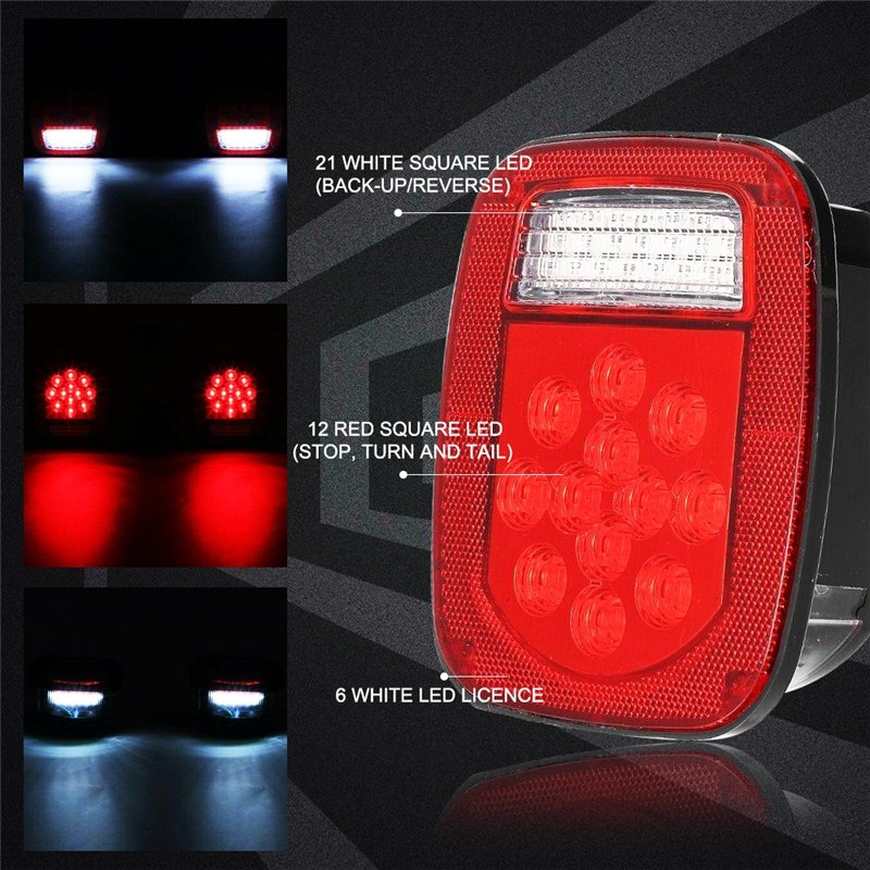 39 LEDs Red+White Double Colors Tail Light Brake Reverse Turn Signal Light for Jeep Wrangler TJ CJ 76-06