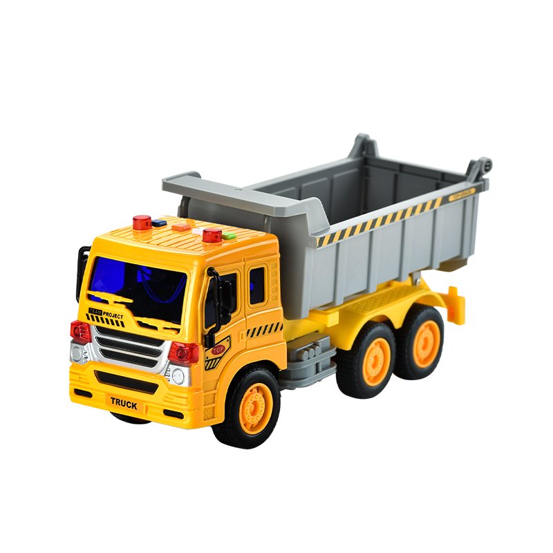 Simulation 6 Wheels Battery Operated Construction Vehicle Light Music Friction Inertia Engineering Model Dump Truck Toy