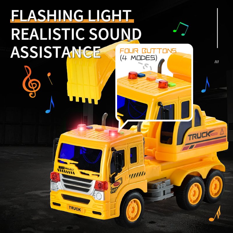 Simulation 6 Wheels Battery Operated Construction Vehicle Light Music Friction Inertia Engineering Model Dump Truck Toy