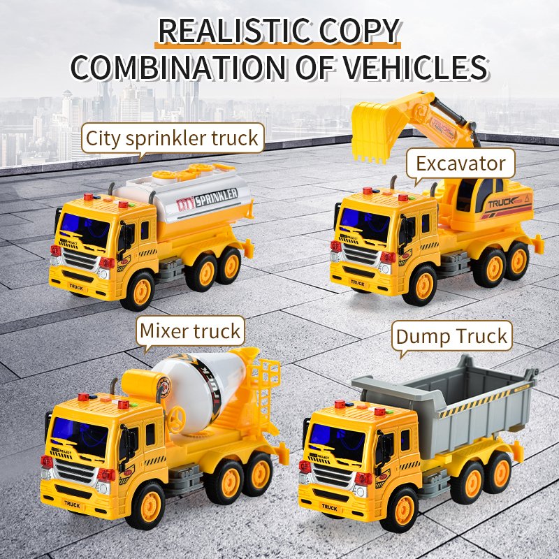Simulation 6 Wheels Battery Operated Construction Vehicle Light Music Friction Inertia Engineering Model Dump Truck Toy