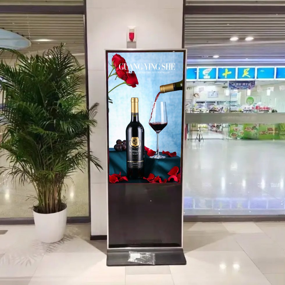 Hot-selling Vertical Electronic Advertising Machine Video Wall Panel Indoor Acrylic Display Organizer with Led Light Base