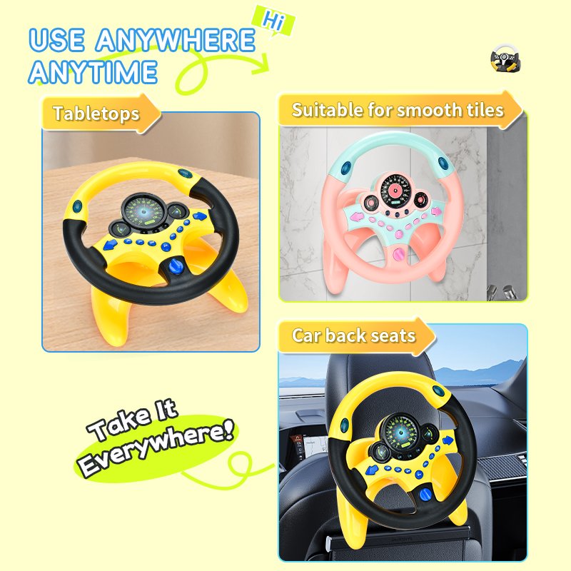 Zhorya Educational Games Simulation Driving With Light Music Steering Wheel Toy for Kids