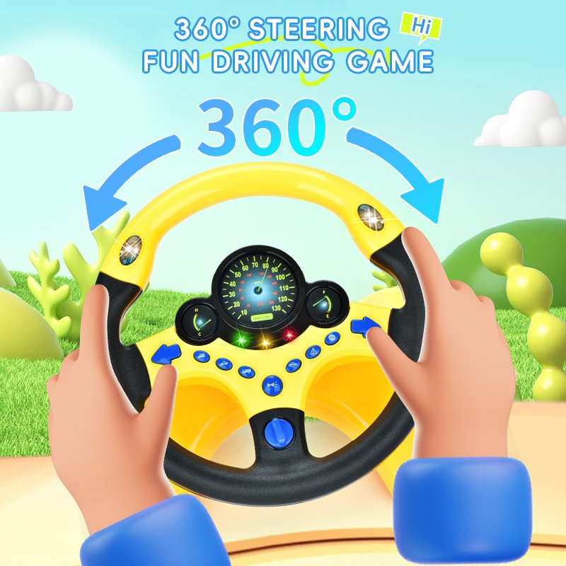 Zhorya Educational Games Simulation Driving With Light Music Steering Wheel Toy for Kids